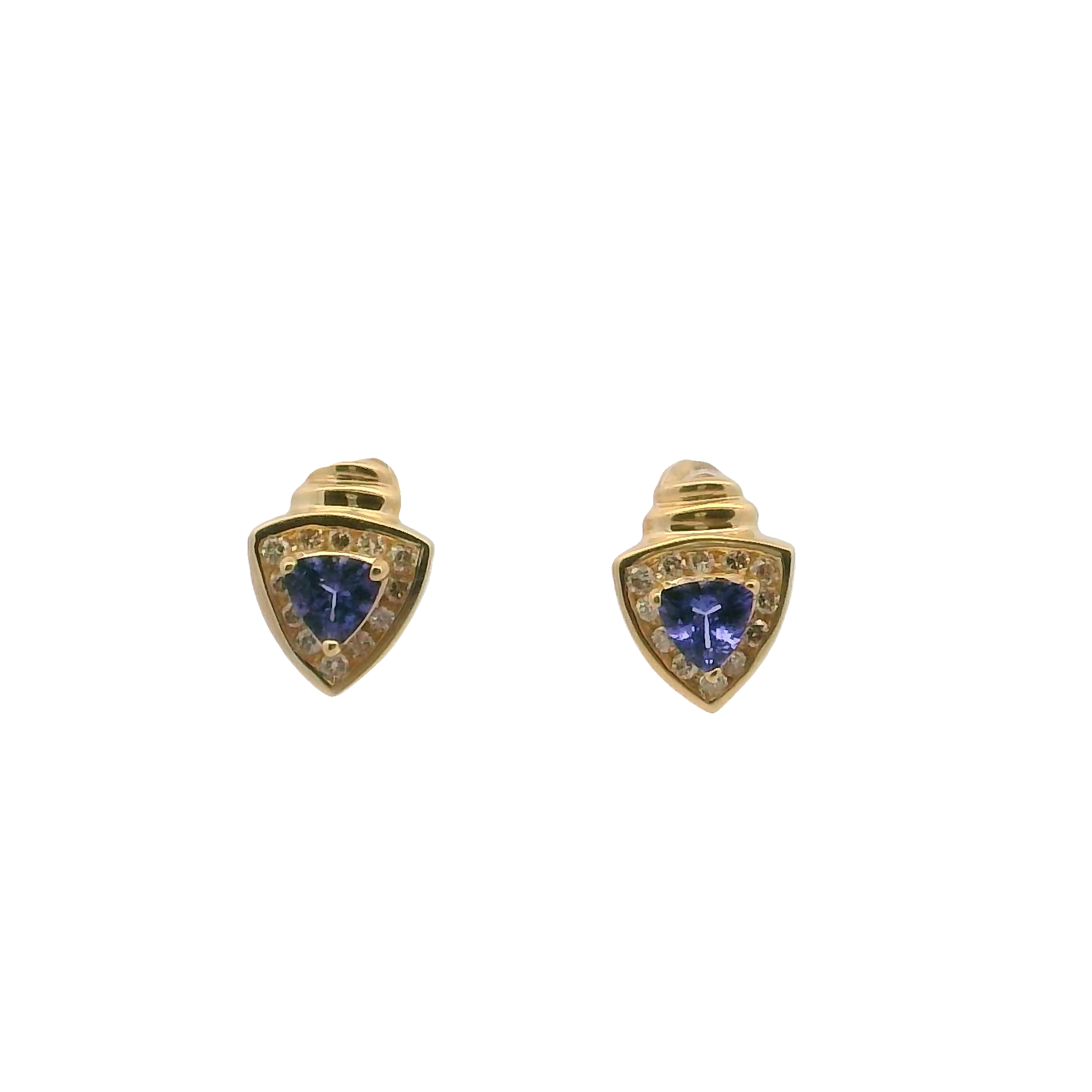 14k Yellow Gold Tanzanite And Diamond Earrings
