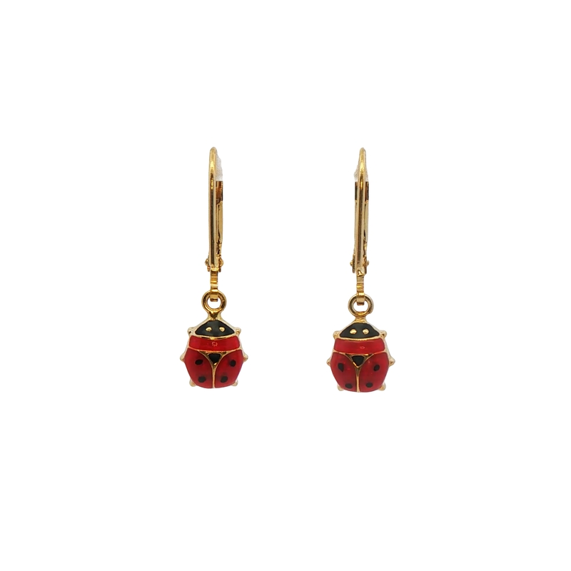 14k Yellow Gold Lady Bug Earrings