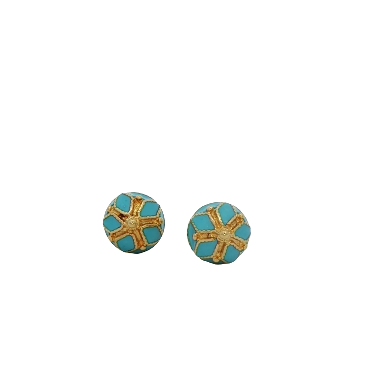 18k Yellow Gold Turquoise Earrings