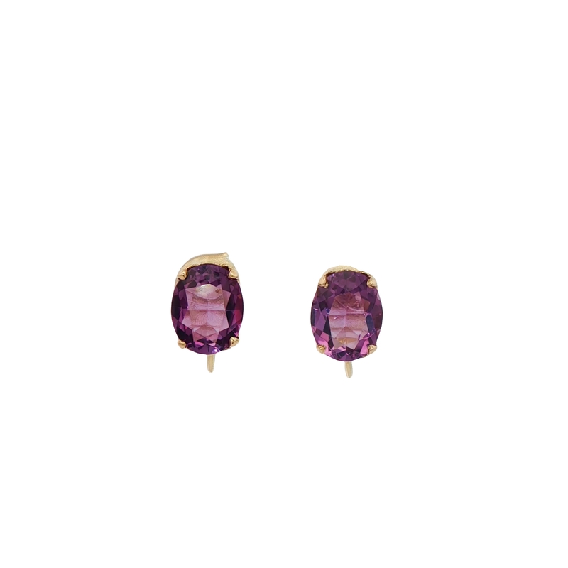 14k Yellow Gold Amethyst Earrings