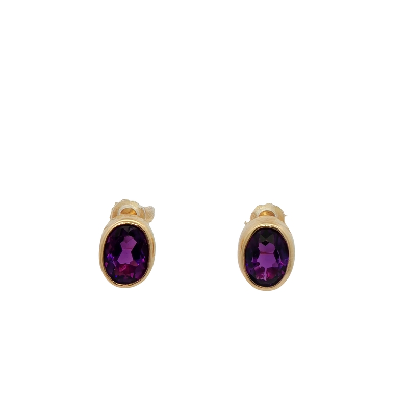 14k Yellow Gold Amethyst Earrings