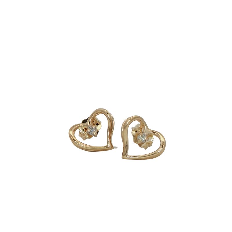 14k Yellow Gold Heart Stud Earrings