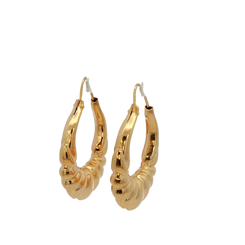 18k Yellow Gold Scallopped Hoop Earrings