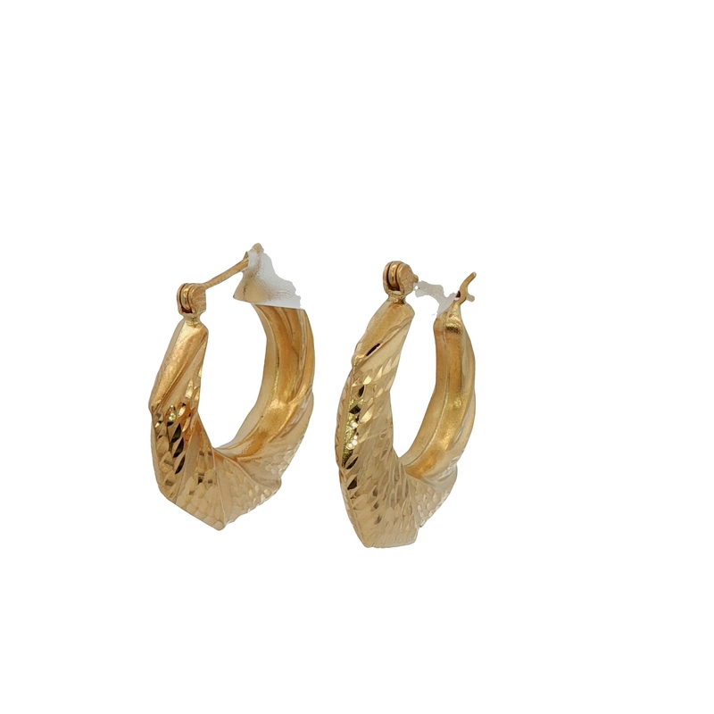 14k Yellow Gold Diamond Cut Hoops