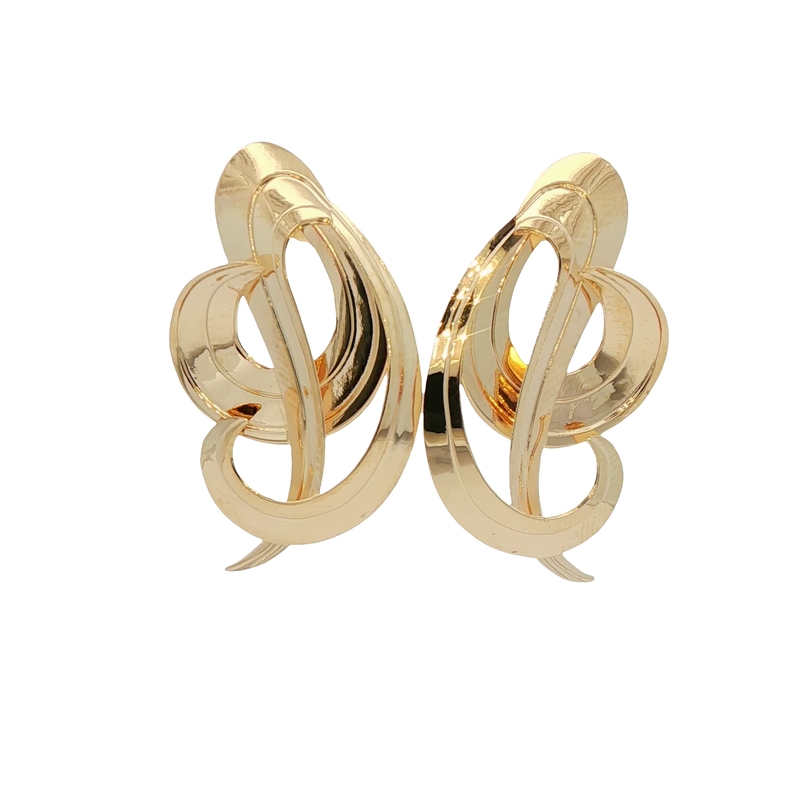 14k Yellow Gold Swirl Earrings