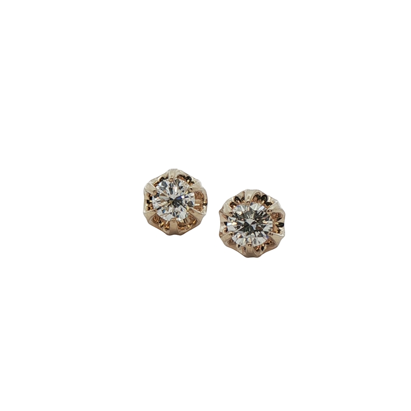 14k Yellow Gold Diamond Stud Earrings