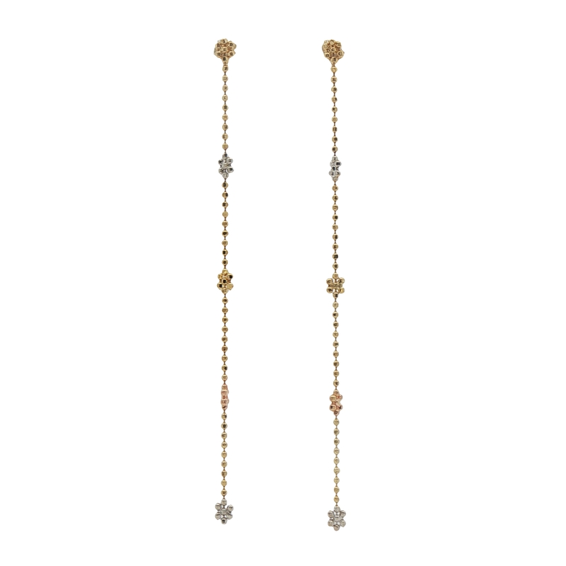 14k Tri-tone Dangle Earrings