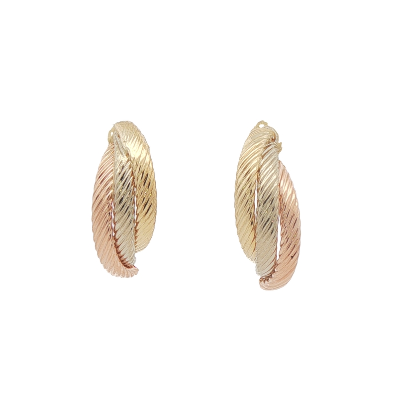 14k Tri-tone Half Hoop Earrings