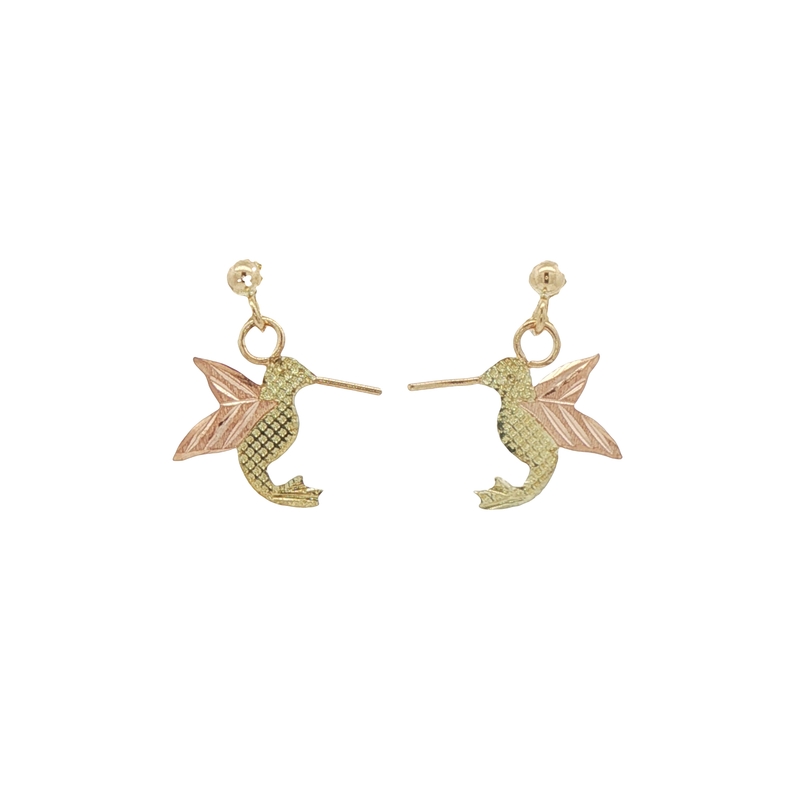 14k Two-tone Hummingbird Earrings