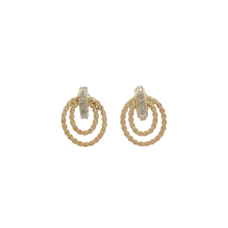 14k Yellow Gold And Diamond Earrings