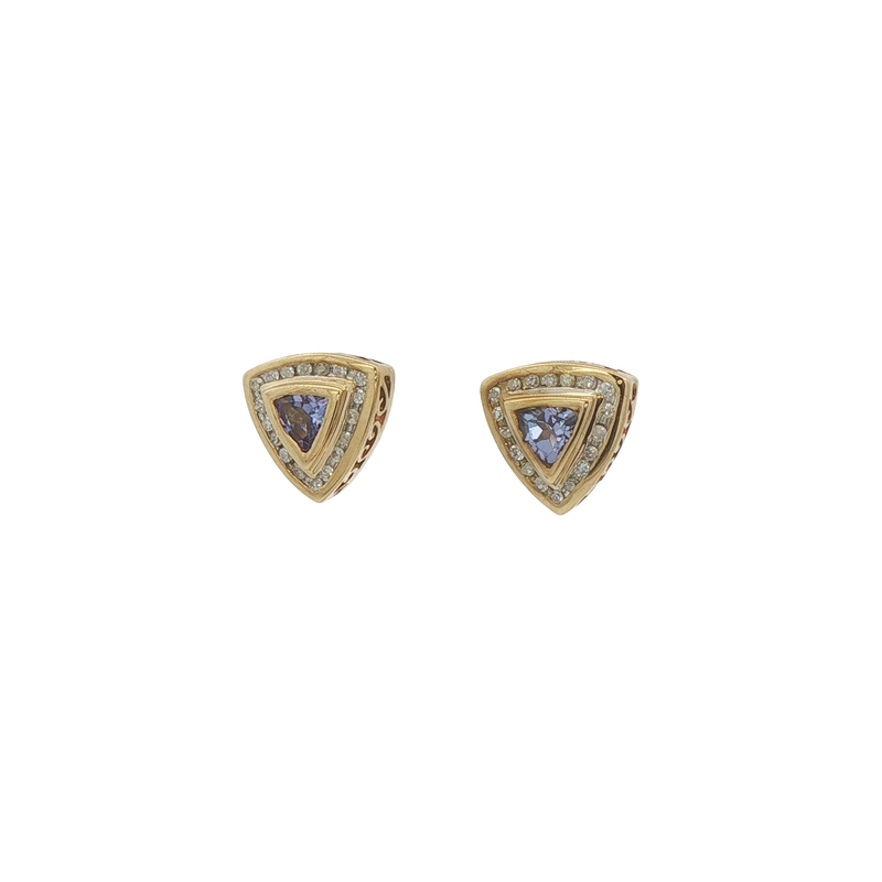 14k Yellow Gold Tanzanite And Diamond Earrings