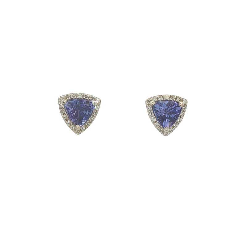14k White Gold Tanzanite And Diamond Earrings