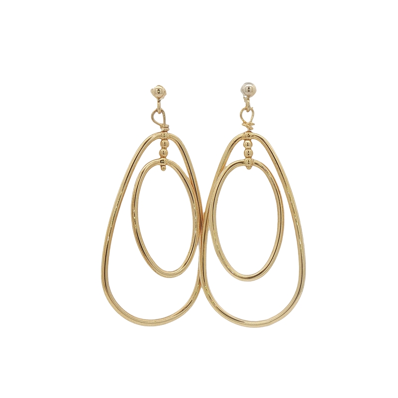 14k Yellow Gold Layered Oval Hoop Earrings