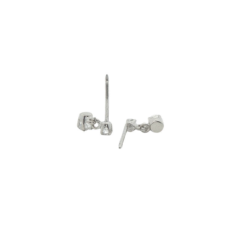 14k White Gold Diamond Dangle Earrings