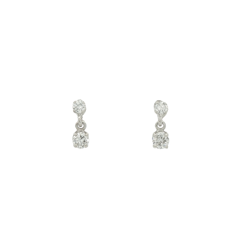 14k White Gold Diamond Dangle Earrings