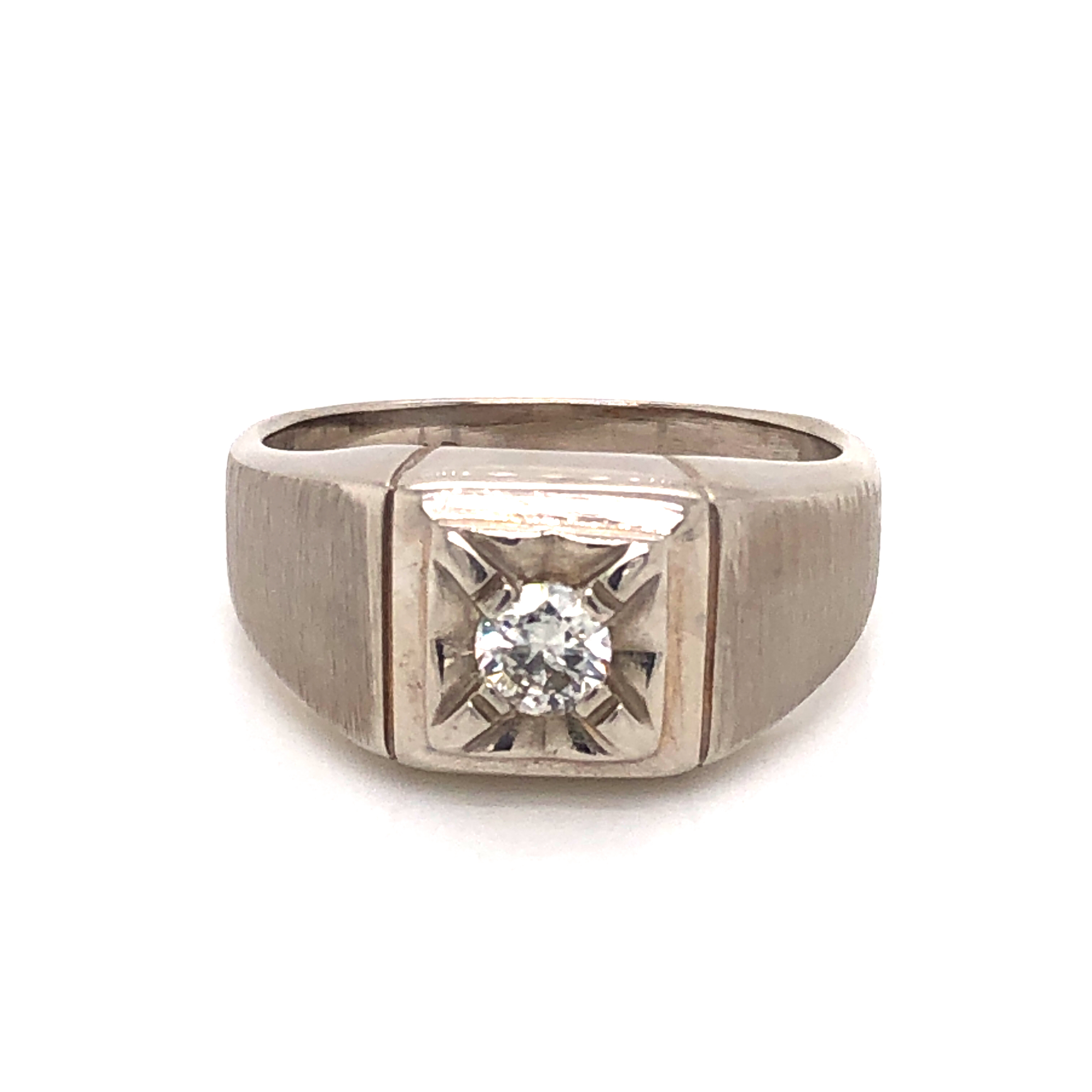 14k White Gold Mens Ring