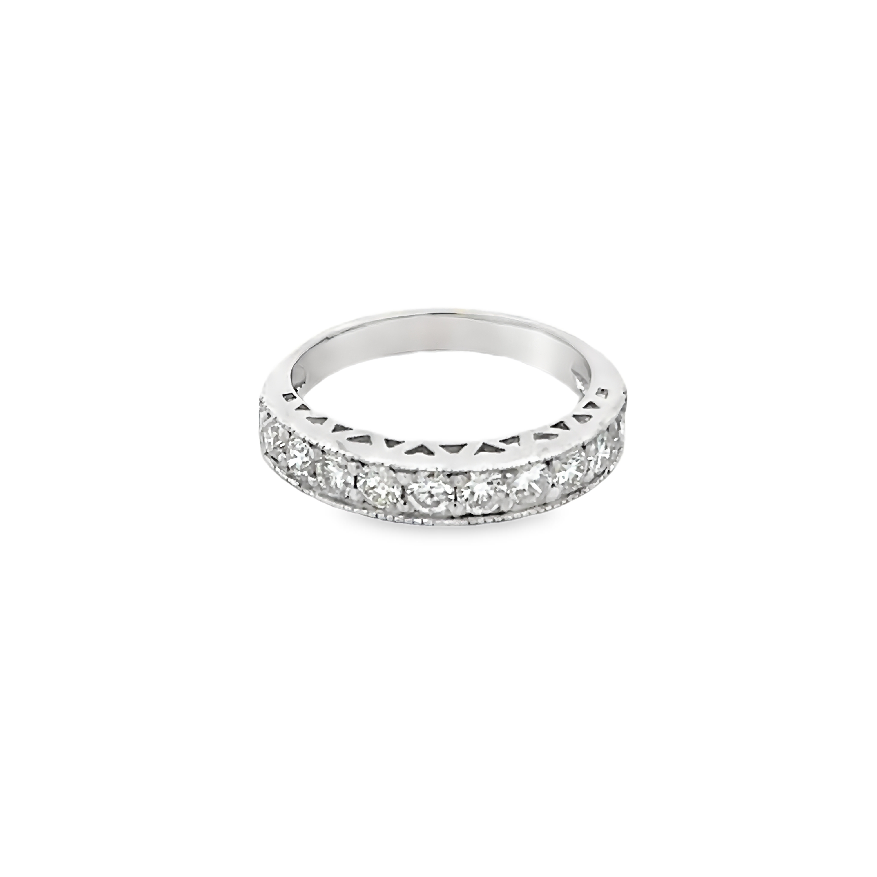 White 14 Karat Wedding Band With 10=1.00Tw Round Brilliant G SI Diamonds