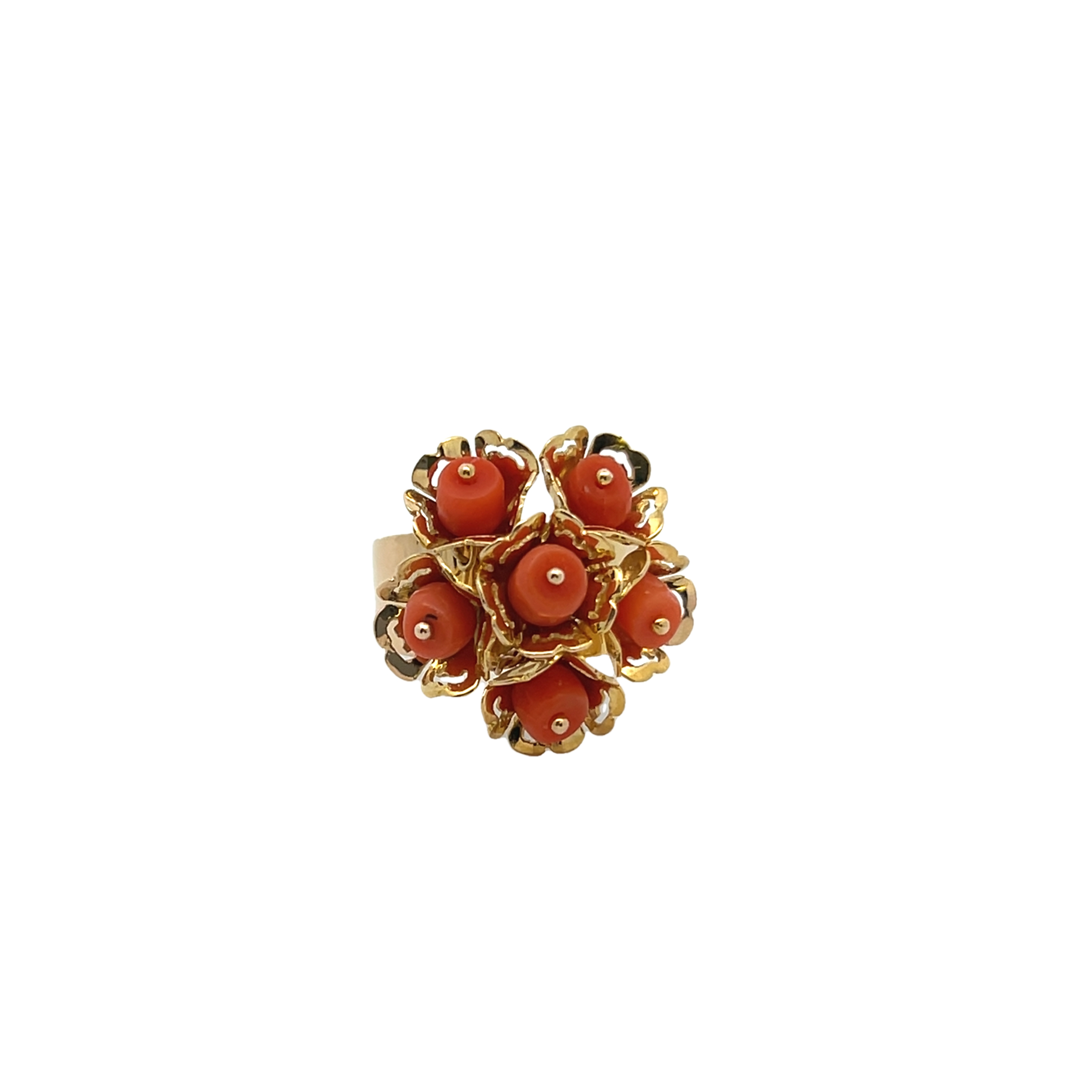 18k Pink Coral Bead Ring
