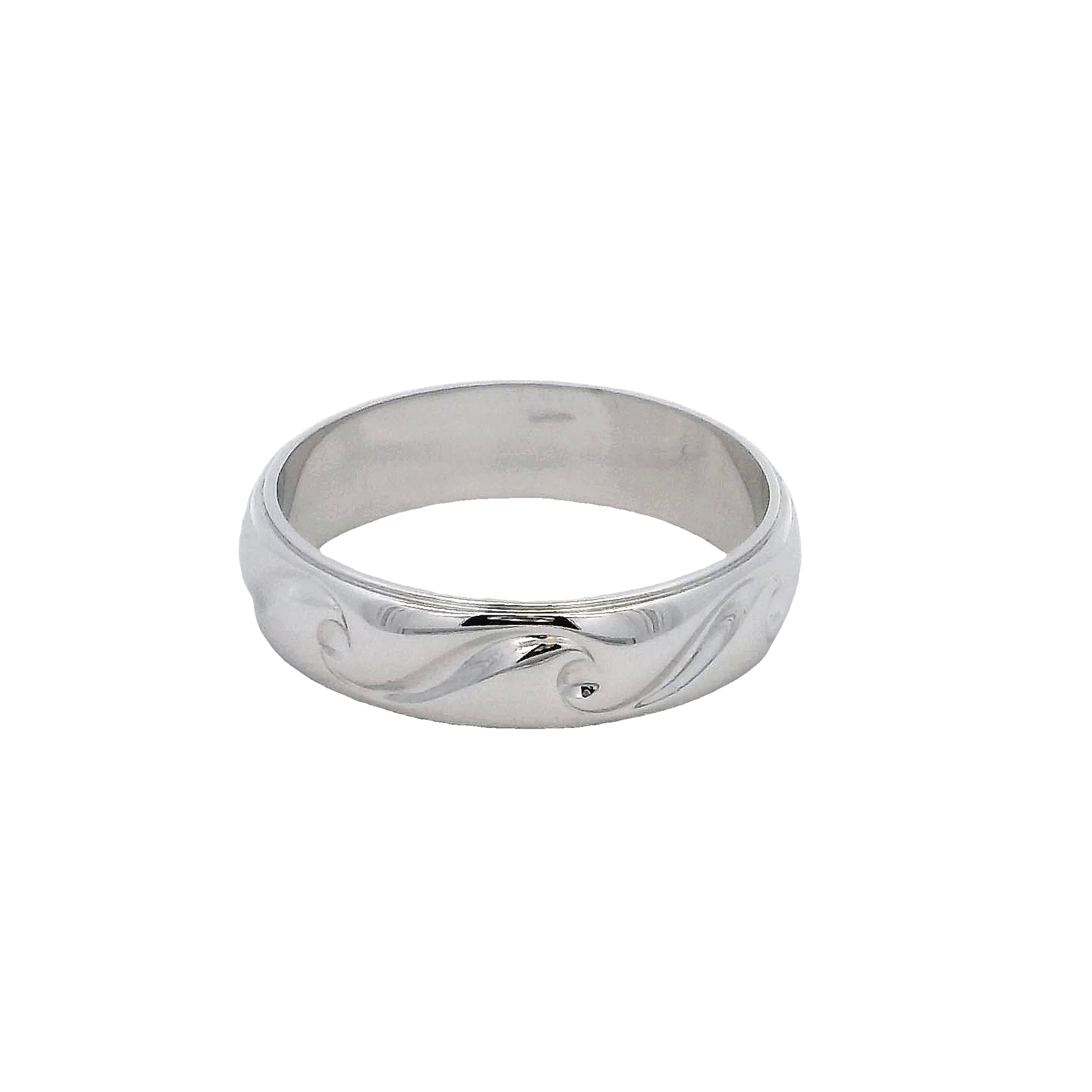 14k White Gold Vintage Wedding Band