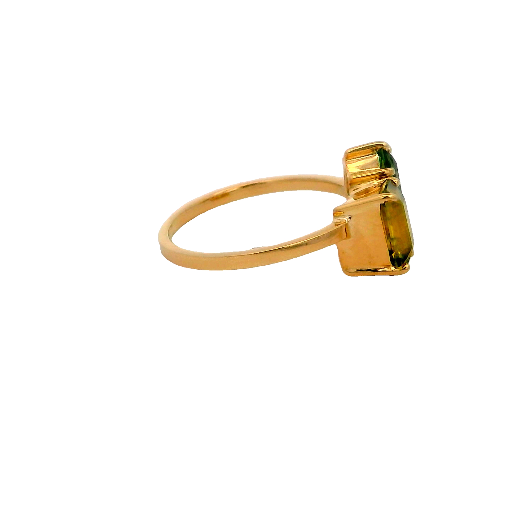 14k Yellow Gold Geometric Spinel Ring
