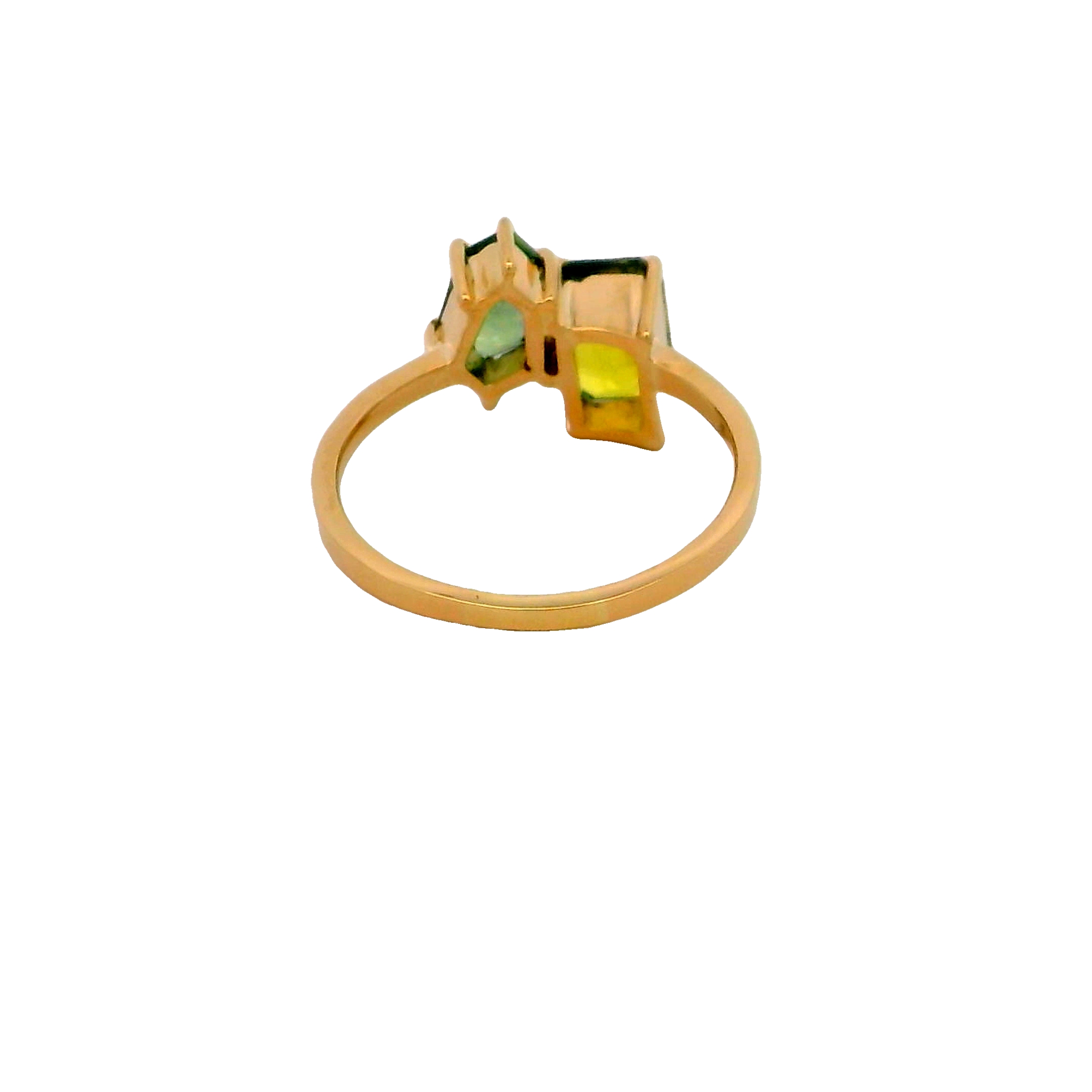 14k Yellow Gold Geometric Spinel Ring