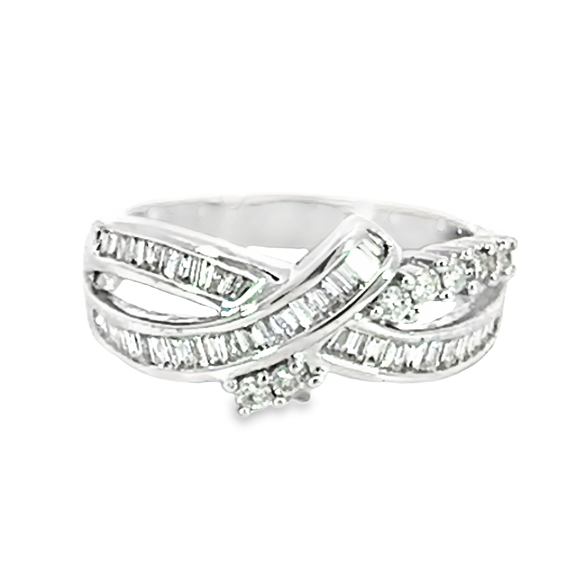 14k White Gold Freeform Diamond Ring