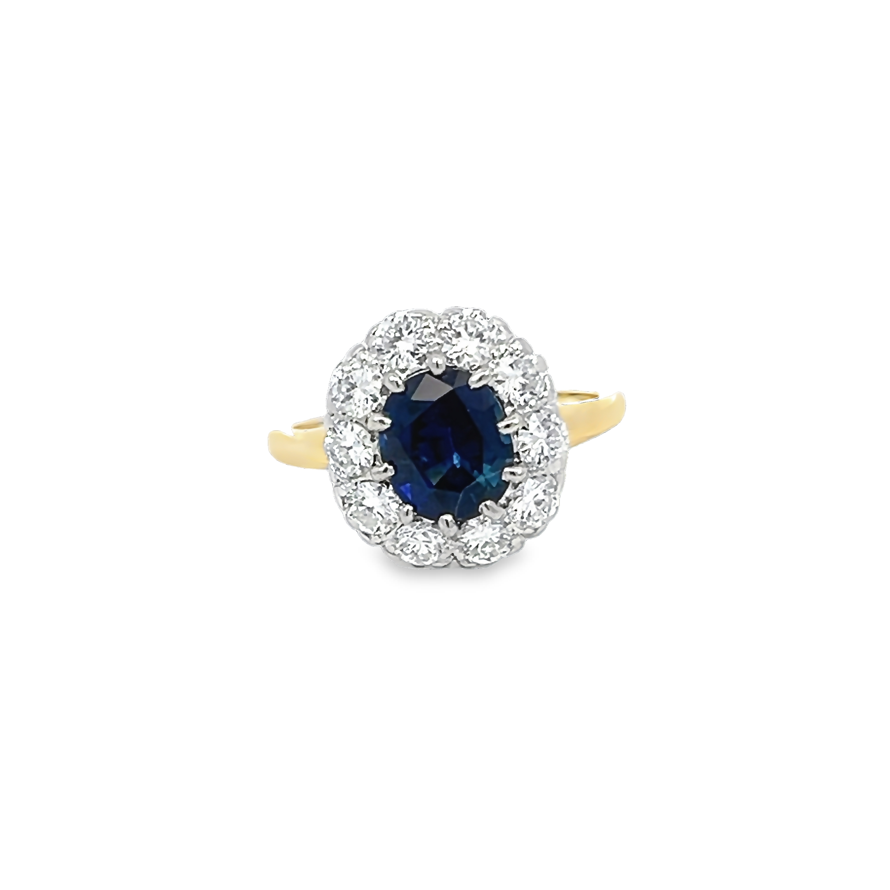 14k Yellow Gold And Platinum Sapphire And Diamond Ring