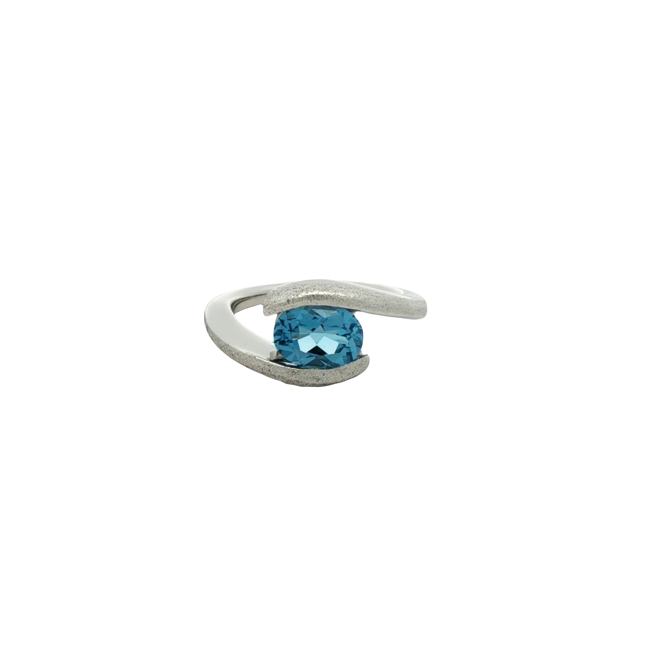 Platinum Blue Topaz Ring Bar