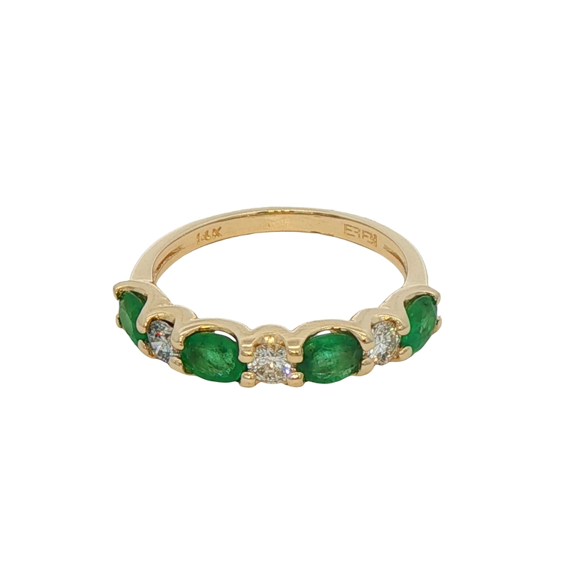 14k Yellow Gold Emerald And Diamond Ring