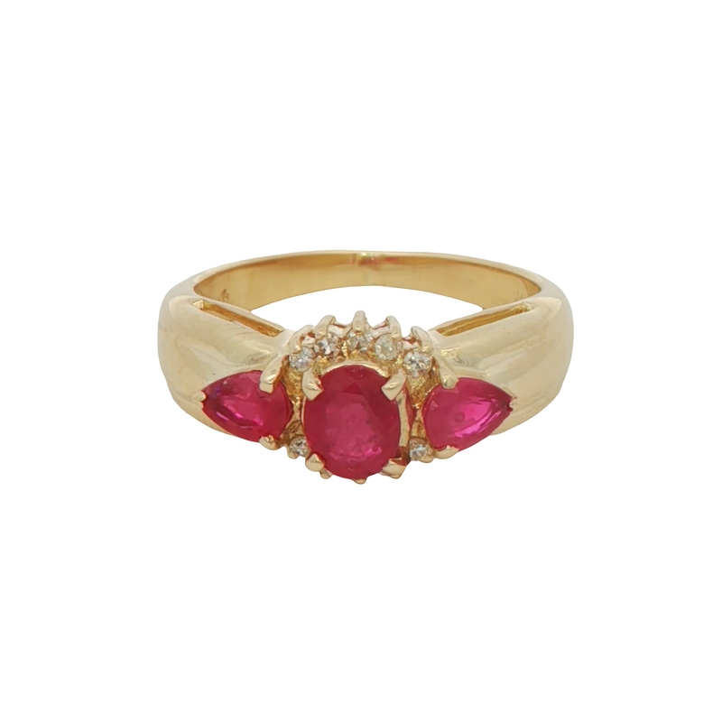 14k Yellow Gold Ruby And Diamond Estate Ring