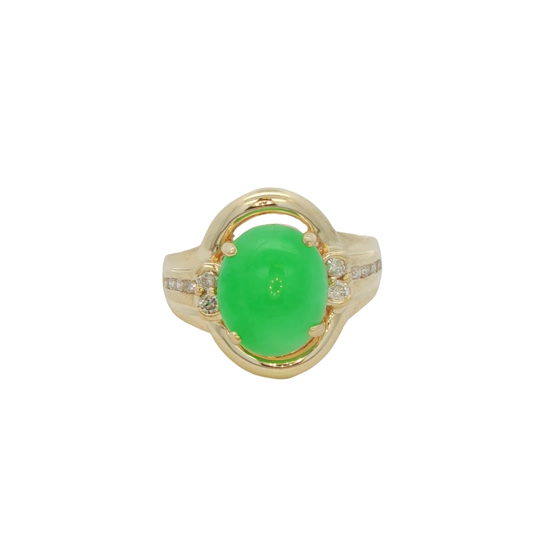 14k Yellow Gold Cabochon Jadeite Ring