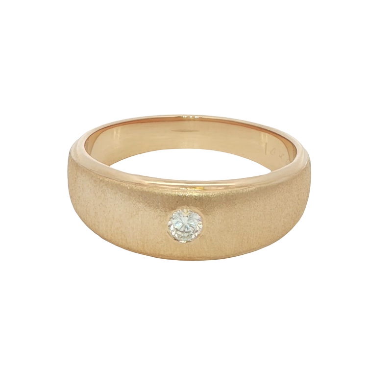 14k Yellow Gold Satin Diamond Estate Ring