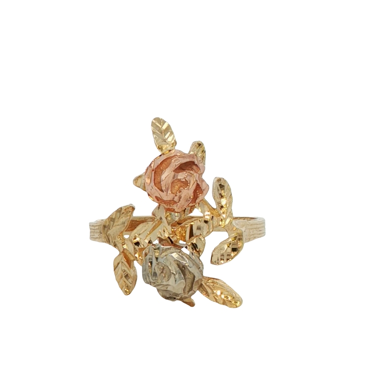 14k Tri-tone Flower Ring