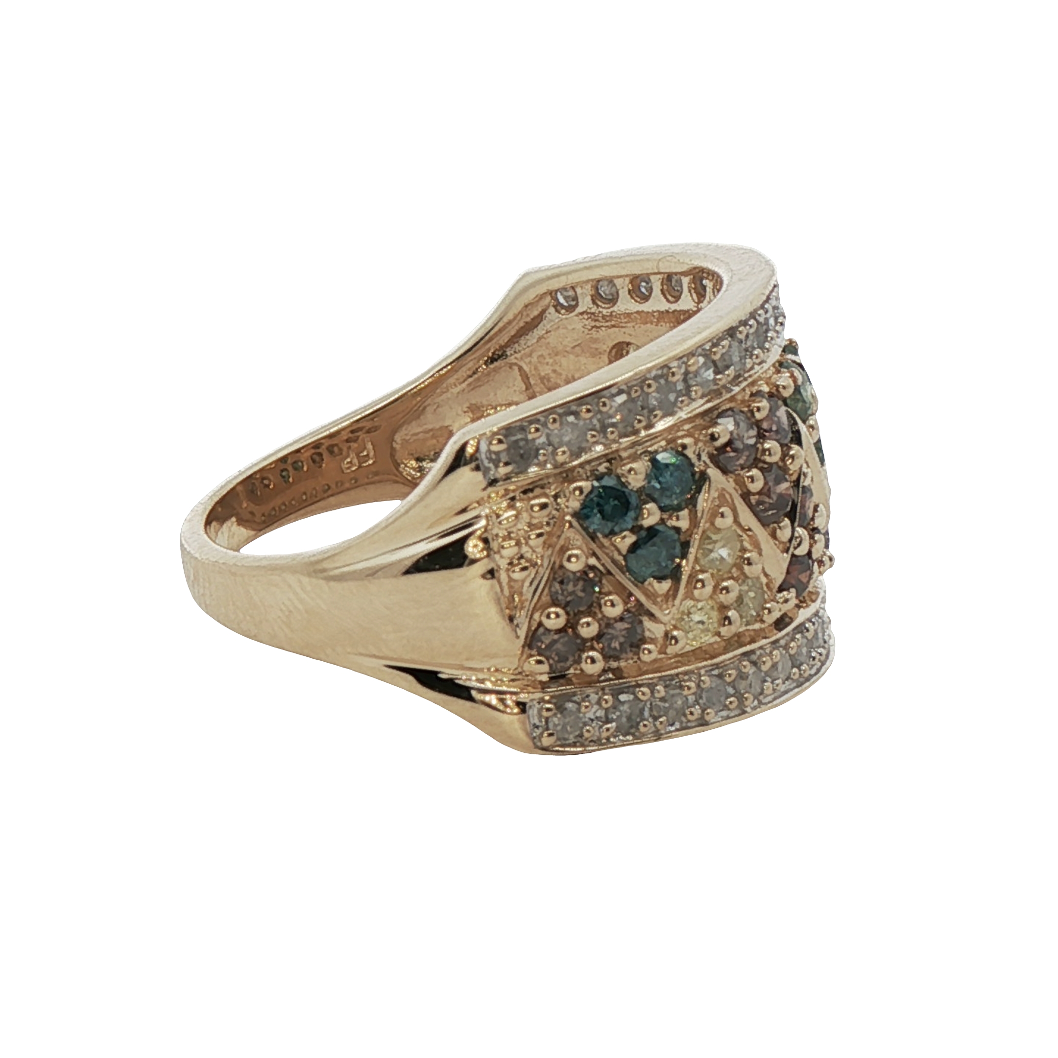 14k Yellow Gold Multi-color Diamond Ring