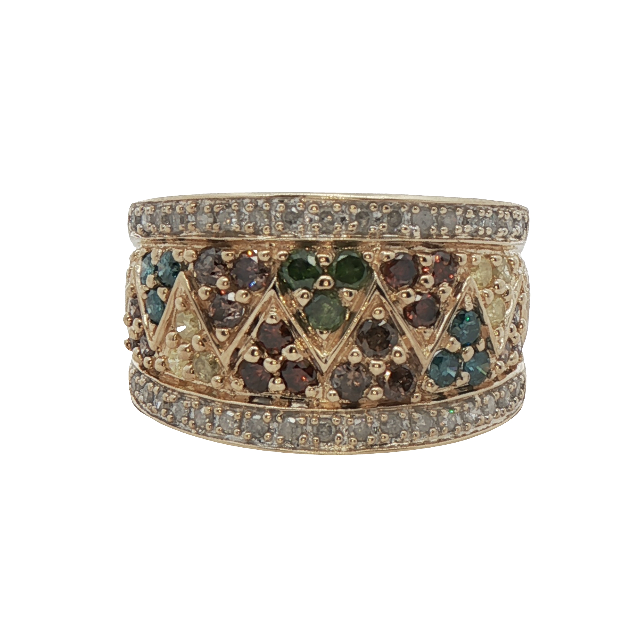 14k Yellow Gold Multi-color Diamond Ring