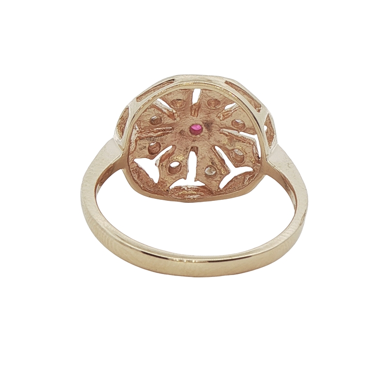 14k Yellow Gold Ruby And Diamond Ring