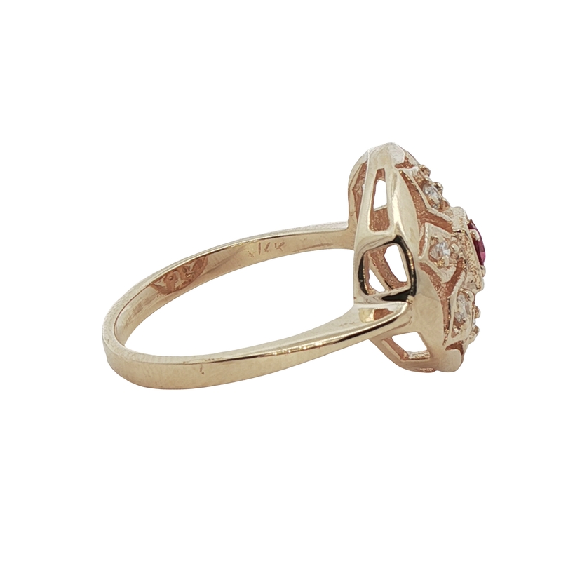 14k Yellow Gold Ruby And Diamond Ring