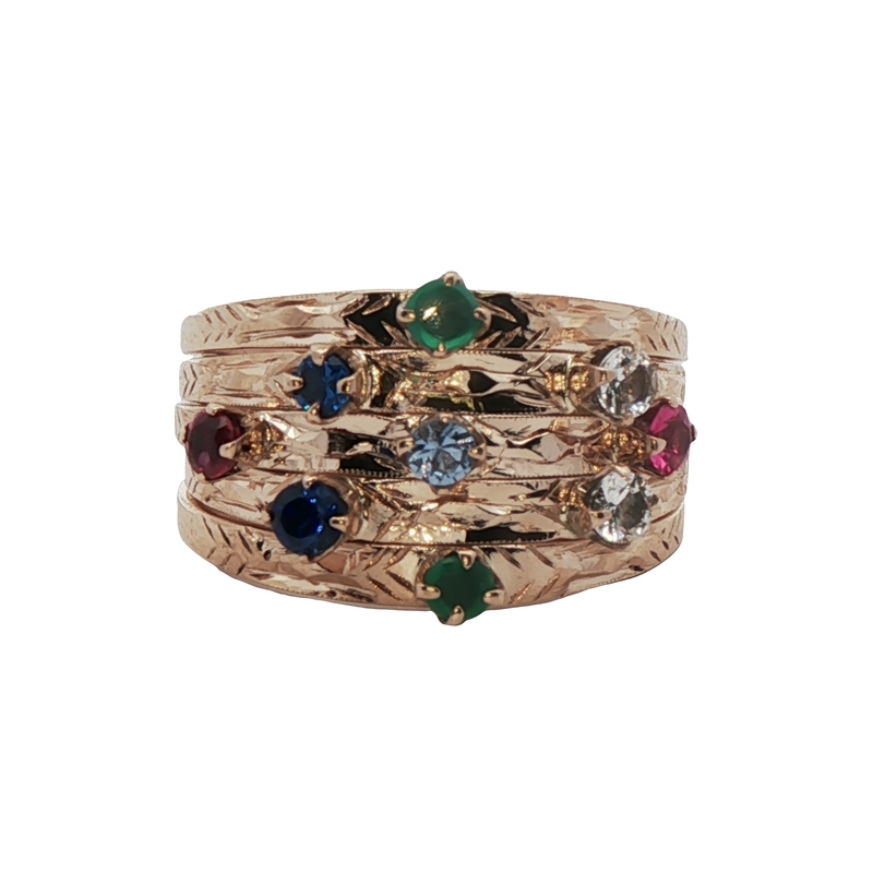 14k Rose Gold Multi-stone Ring