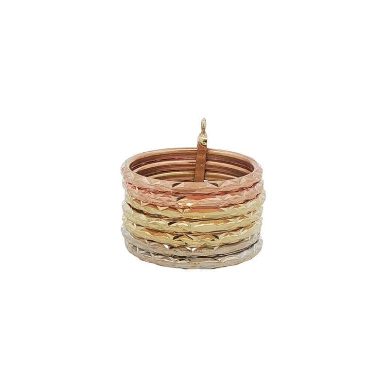 14k Tri-tone Stacked Rings