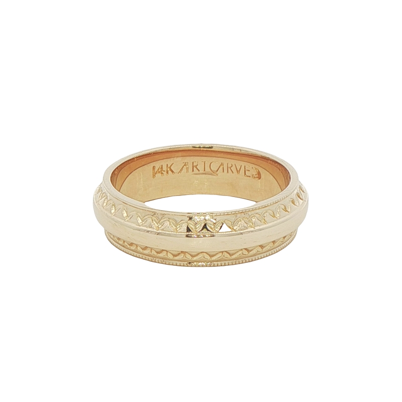 14k Yellow Gold Engraved Band