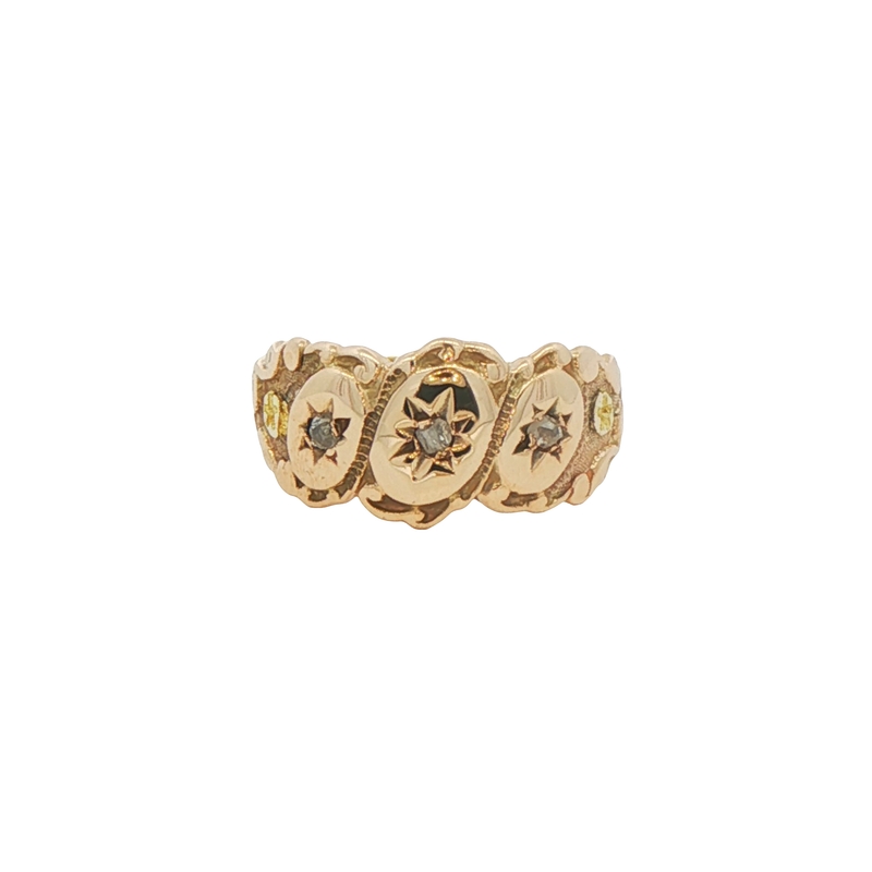 14k Yellow Gold And Diamond Childrens Ring