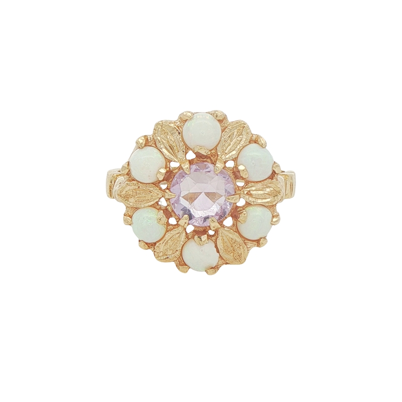 14k Yellow Gold Amethyst And Opal Ring