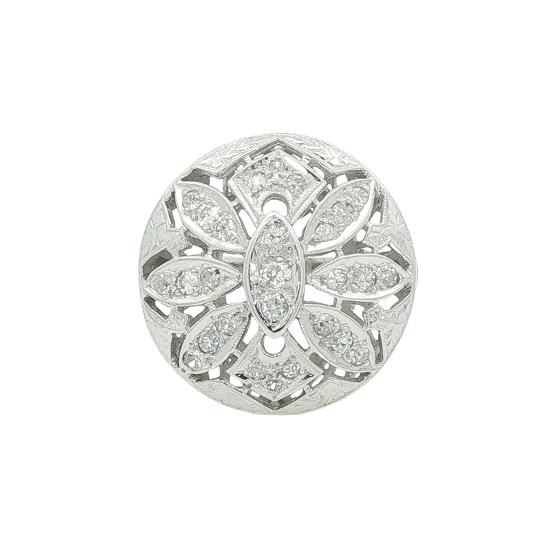 14k White Gold Diamond Cluster Ring
