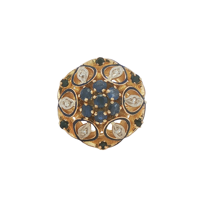 14k Yellow Gold Sapphire And Diamond Ring
