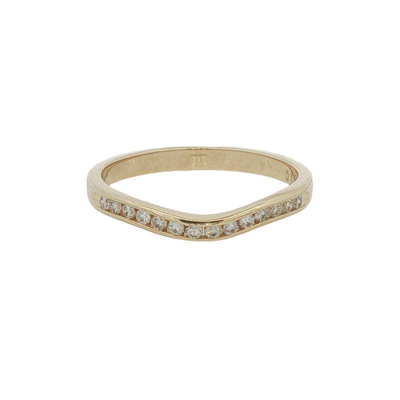 14k Yellow Gold Contoured Diamond Band