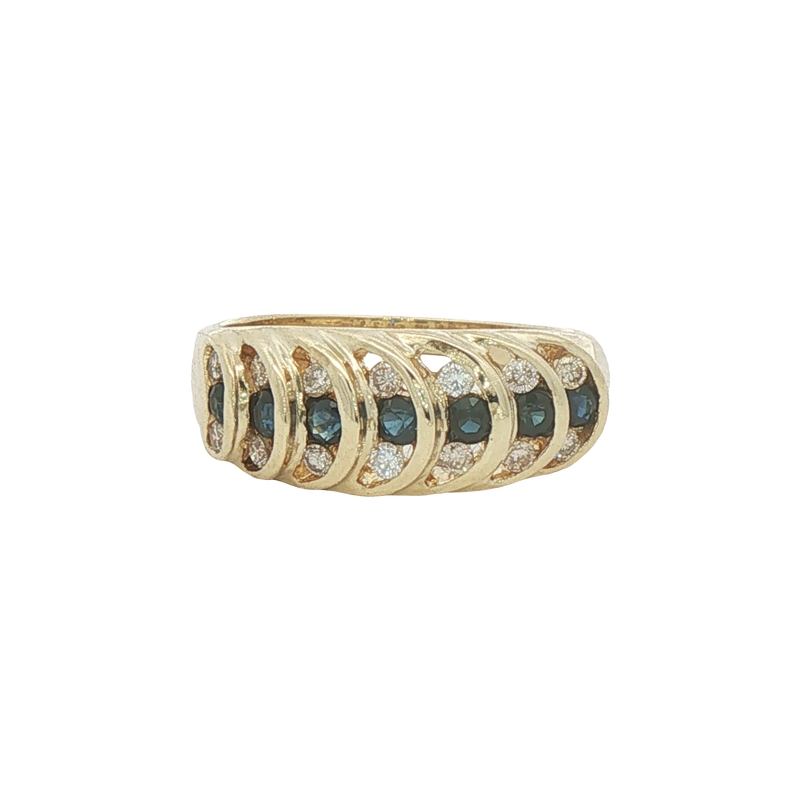 14k Yellow Gold Sapphire And Diamond Ring