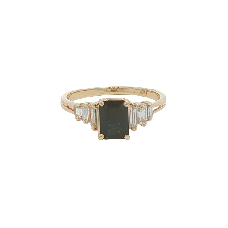 14k Yellow Gold Sapphire And Diamond Ring