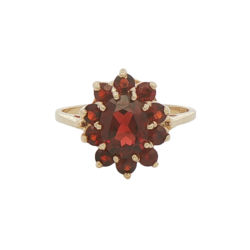 14k Yellow Gold Garnet Halo Ring