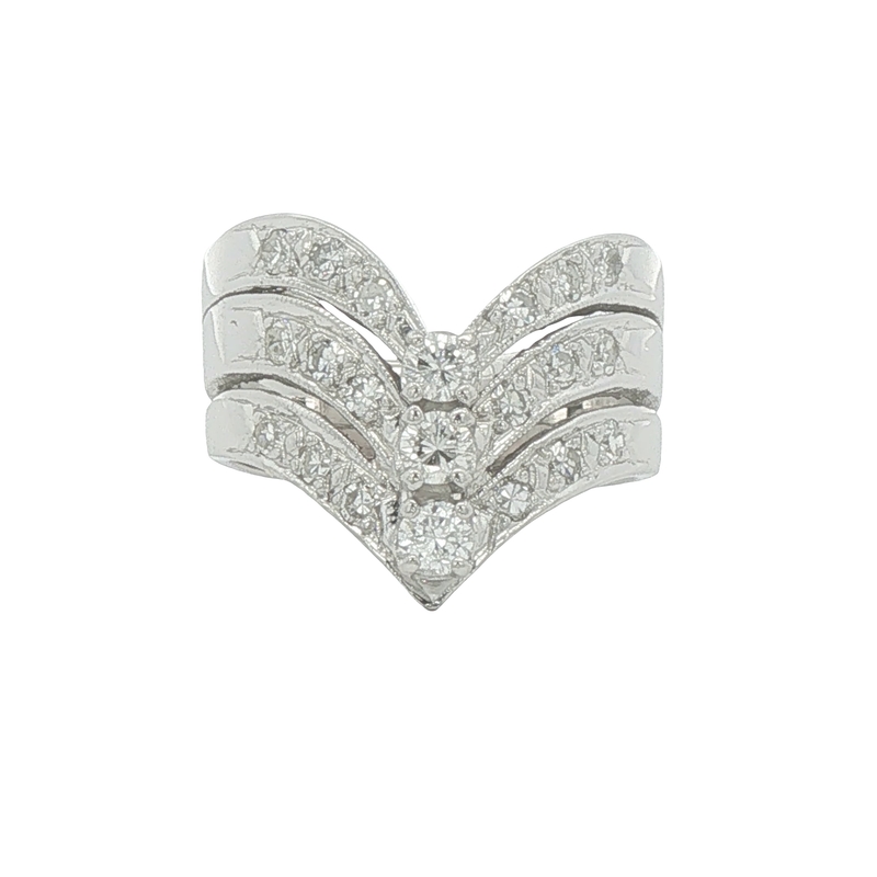 14k White Gold Diamond Stacked Ring