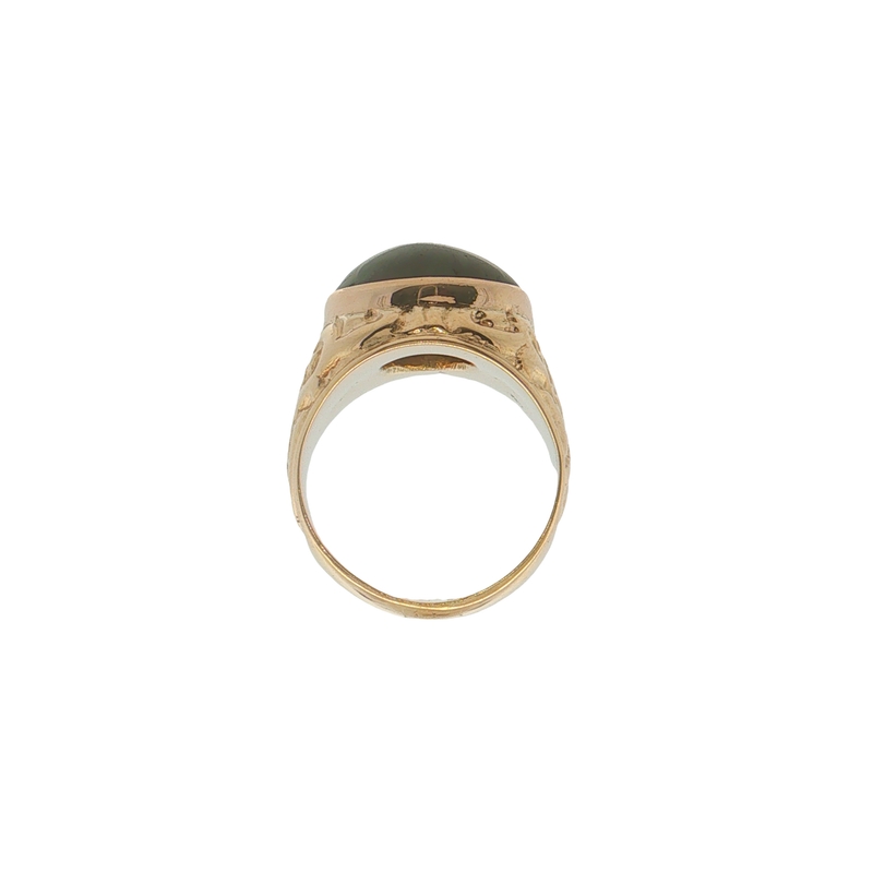 14k Yellow Gold Moss Agate Ring